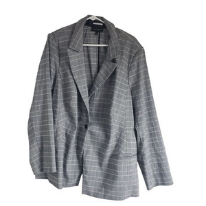 Lane Bryant Womens Plus‎ Size 26 Gray Stretch Plaid Blazer